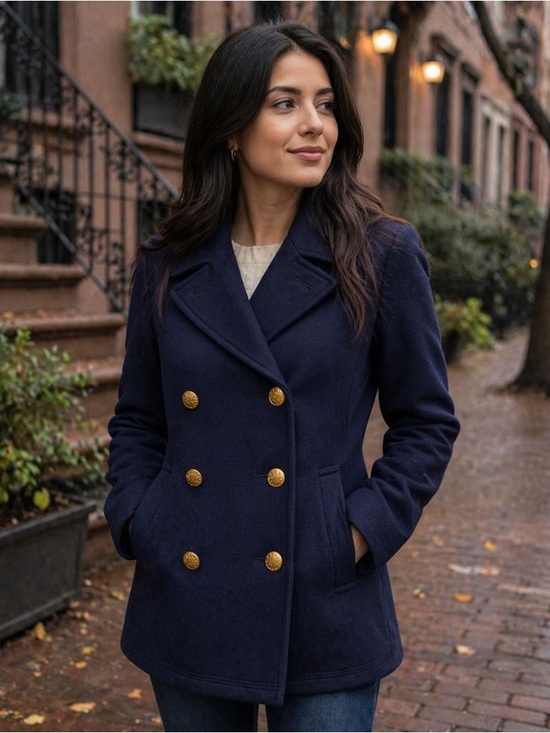 J. Crew Jackets & Blazers - J.Crew Navy Wool Blend Pea Coat Gold Buttons Size 0 Classic Tailored Jacket